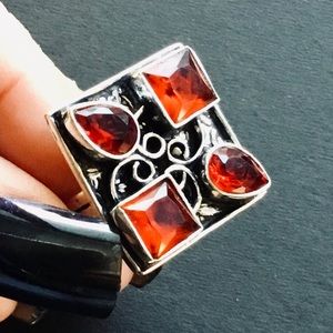 Monzambique Red Garnet Gemstone Ring Gems Size  8.3/4